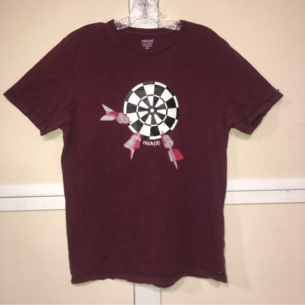 #1279 Vintage Nick (It) NY London Mars Dartboard graphics TShirt Med